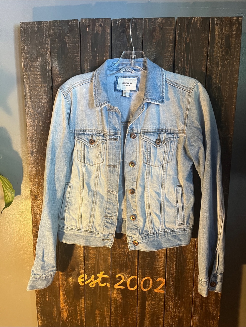 Forever 21 Light Blue Washed Denim Trucker Jacket